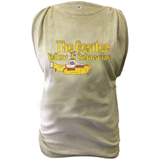 The Beatles: Yellow Submarine (Discharge Print, Oil Wash) - Ladies Olive Green T-Shirt