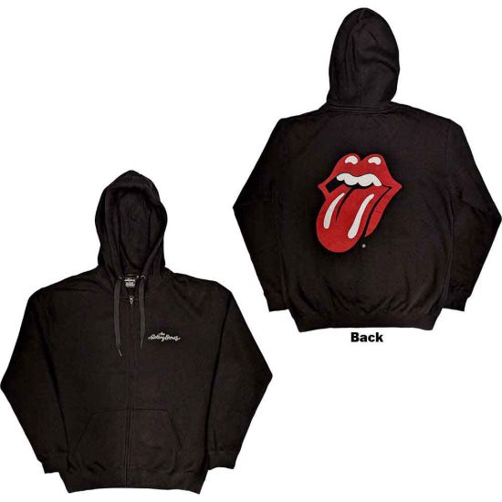 The Rolling Stones: Logo & Tongue (Back Print) - Black Zip-up Hoodie