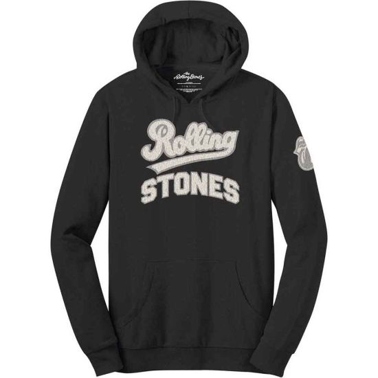 The Rolling Stones: Team Logo & Tongue (Applique) - Black Pullover Hoodie