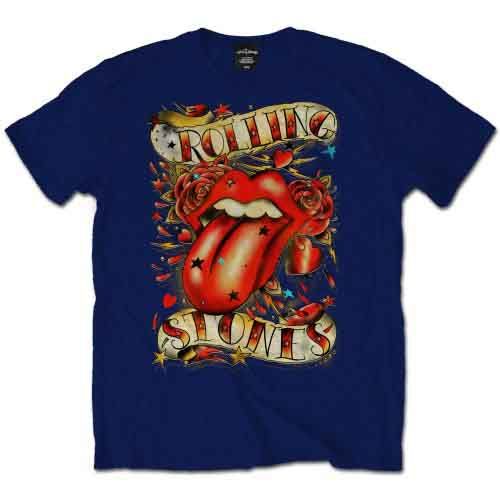 The Rolling Stones: Tongue & Stars - Navy Blue T-Shirt