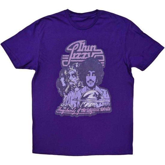 Thin Lizzy: Vagabonds of the Western World Mono Distressed - Purple T-Shirt