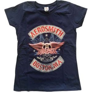Aerosmith: Boston Pride - Ladies Navy Blue T-Shirt