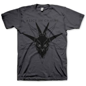 Alice In Chains: Black Skull - Charcoal Grey T-Shirt