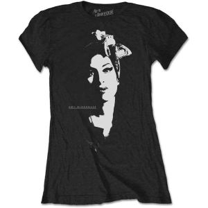 Amy Winehouse: Scarf Portrait - Ladies Black T-Shirt