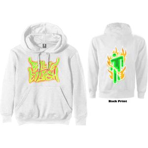 Billie Eilish: Airbrush Flames Blohsh (Back Print) - White Pullover Hoodie