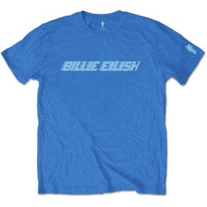 Billie Eilish: Blue Racer Logo (Sleeve Print) - Blue T-Shirt