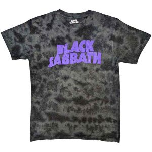 Black Sabbath: Wavy Logo (Dye Wash) - Black T-Shirt