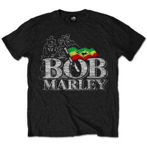 Bob Marley: Distressed Logo - Black T-Shirt