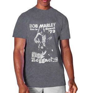 Bob Marley: Hawaii (Snow Wash, Dye Wash) - Charcoal Grey T-Shirt