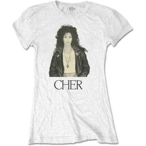 Cher: Leather Jacket - Ladies White T-Shirt