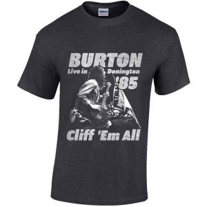 Cliff Burton: Flag Retro - Heather Grey T-Shirt
