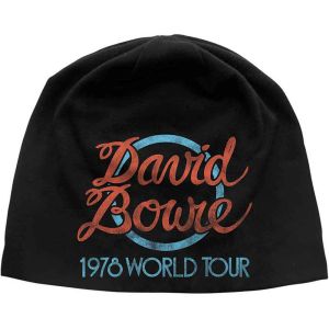 David Bowie: World Tour Logo JD Print (Discharge Printing) - Black Beanie Hat Preorder