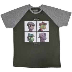 Gorillaz: Demon Days - Khaki Green & Grey T-Shirt