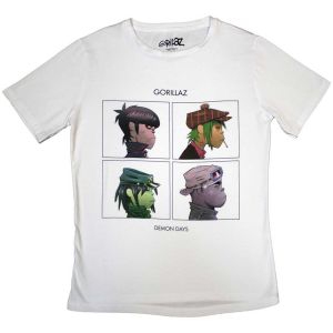 Gorillaz: Demon Days - Ladies White T-Shirt