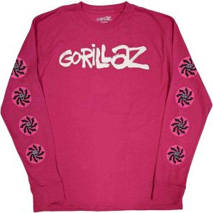 Gorillaz: Repeat Pazuzu (Sleeve Print) - Pink Long Sleeve T-Shirt