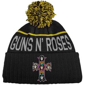 Guns N' Roses: Cross - Black, Yellow Bobble Beanie Hat Preorder