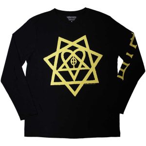 HIM: Heartagram Honeycomb (Sleeve Print) - Black Long Sleeve T-Shirt