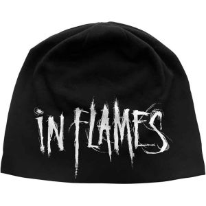 In Flames: Logo (Discharge Print) - Black Beanie Hat Preorder