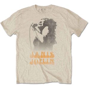 Janis Joplin: Working The Mic - Sand T-Shirt