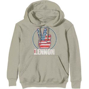 John Lennon: Peace Fingers US Flag - Sand Pullover Hoodie