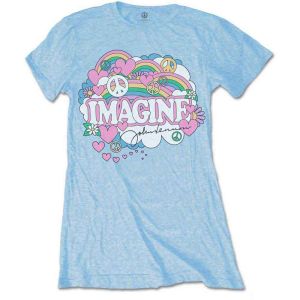 John Lennon: Rainbows, Love & Peace - Ladies Light Blue T-Shirt