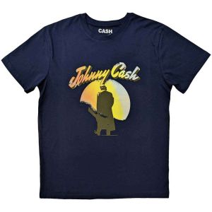 Johnny Cash: Walking Guitar - Navy Blue T-Shirt