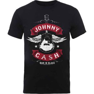 Johnny Cash: Winged Guitar - Black T-Shirt