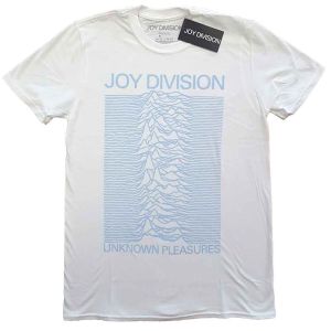 Joy Division: Unknown Pleasures Blue on White - White T-Shirt