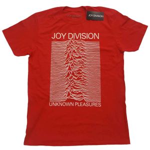 Joy Division: Unknown Pleasures White On Red - Red T-Shirt