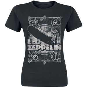 Led Zeppelin: Vintage Print LZ1 - Ladies Black T-Shirt