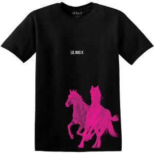 Lil Nas X: Pink Horses - Black T-Shirt