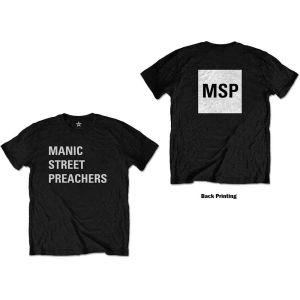 Manic Street Preachers: Block Logo (Back Print) - Black T-Shirt