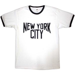 New York City: Text Logo - White Ringer T-Shirt