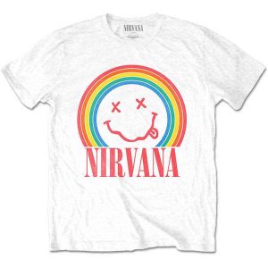 Nirvana: Happy Face Rainbow - White T-Shirt