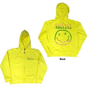 Nirvana: Sorbet Ray Happy Face (Back Print) - Neon Yellow Zip-up Hoodie
