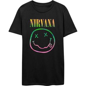 Nirvana: Sorbet Ray Happy Face - Black T-Shirt