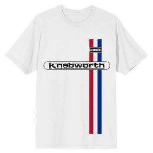 Oasis: Knebworth Vertical Stripe - White T-Shirt