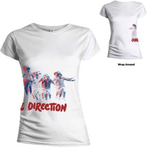 One Direction: Band Jump (Skinny Fit,Wrap Around Print) - Ladies White T-Shirt