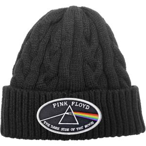 Pink Floyd: The Dark Side of the Moon White Border (Cable Knit ) - Black Beanie Hat Preorder