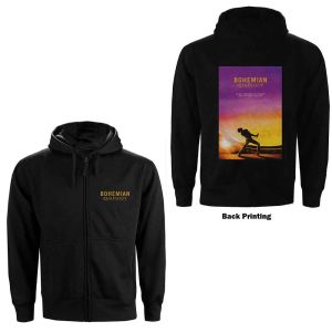 Queen: Bohemian Rhapsody Movie Poster (Back Print) - Black Zip-up Hoodie