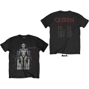 Queen: European Tour 1984 (Back Print) - Black T-Shirt