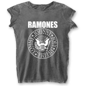 Ramones: Presidential Seal (Burnout) - Ladies Charcoal Grey T-Shirt