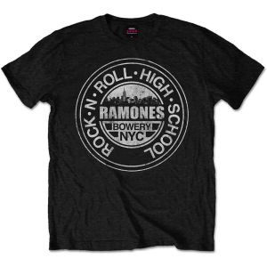 Ramones: Rock 'n Roll High School, Bowery, NYC - Black T-Shirt