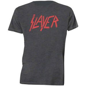 Slayer: Distressed Logo - Charcoal Grey T-Shirt