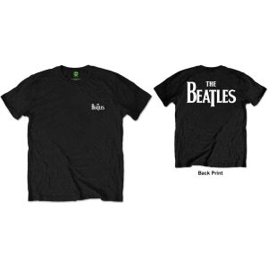 The Beatles: Drop T Logo (Back Print) - Black T-Shirt