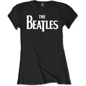 The Beatles: Drop T Logo - Ladies Black T-Shirt
