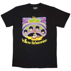 The Beatles: Yellow Submarine Heads in Circles v2 - Black T-Shirt