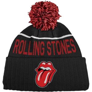 The Rolling Stones: Classic Tongue - Black Bobble Beanie Hat Preorder