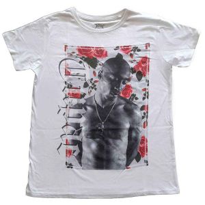 Tupac: Floral - Ladies White T-Shirt