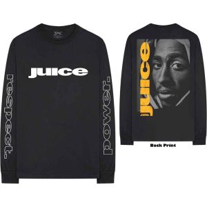 Tupac: Respect (Back Print, Sleeve Print) - Black Long Sleeve T-Shirt